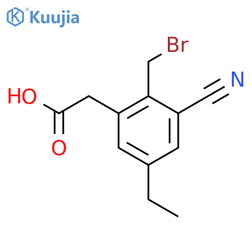 2-Bromomethyl-3-cyano-5-ethylphenylacetic acid structure