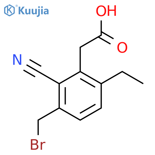 3-Bromomethyl-2-cyano-6-ethylphenylacetic acid structure
