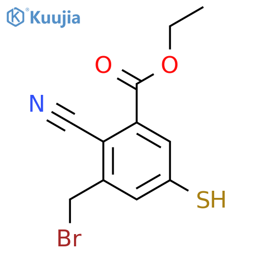 Ethyl 3-bromomethyl-2-cyano-5-mercaptobenzoate structure