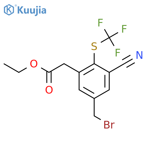 Ethyl 5-bromomethyl-3-cyano-2-(trifluoromethylthio)phenylacetate structure