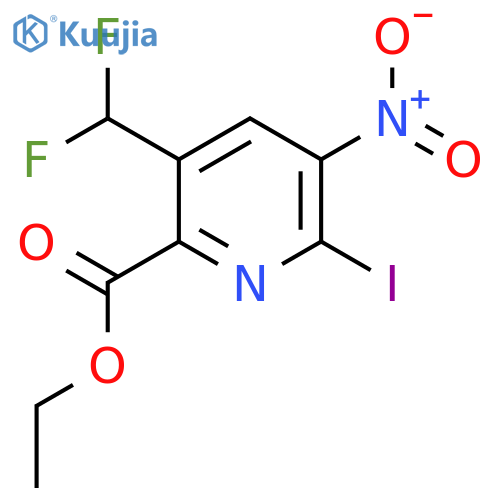 Ethyl 5-(difluoromethyl)-2-iodo-3-nitropyridine-6-carboxylate structure