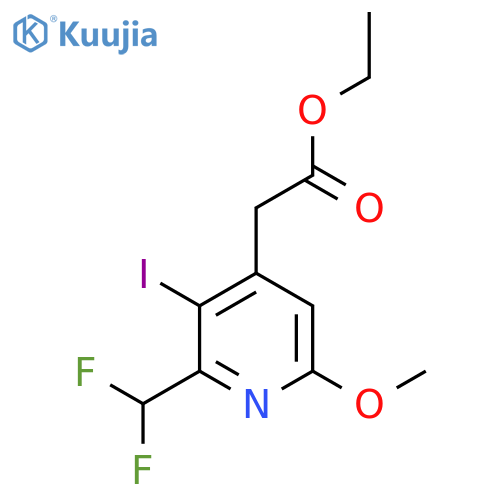 Ethyl 2-(difluoromethyl)-3-iodo-6-methoxypyridine-4-acetate structure