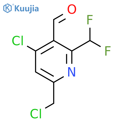 4-Chloro-6-(chloromethyl)-2-(difluoromethyl)pyridine-3-carboxaldehyde structure