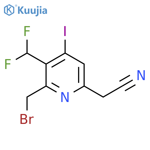 2-(Bromomethyl)-3-(difluoromethyl)-4-iodopyridine-6-acetonitrile structure