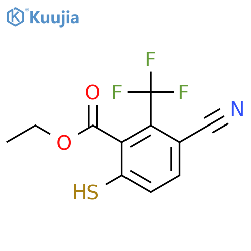 Ethyl 3-cyano-6-mercapto-2-(trifluoromethyl)benzoate structure