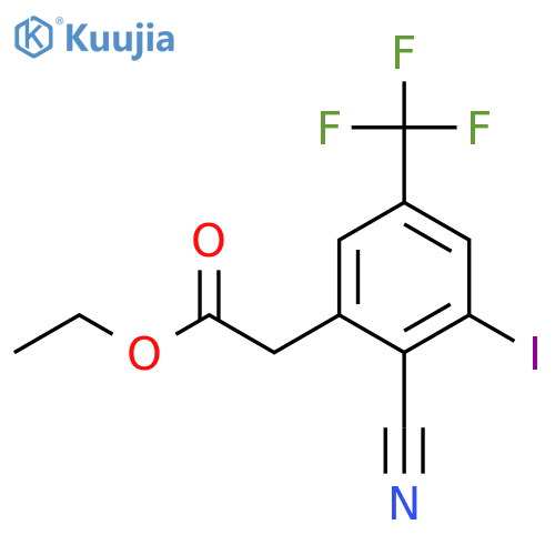 Ethyl 2-cyano-3-iodo-5-(trifluoromethyl)phenylacetate structure