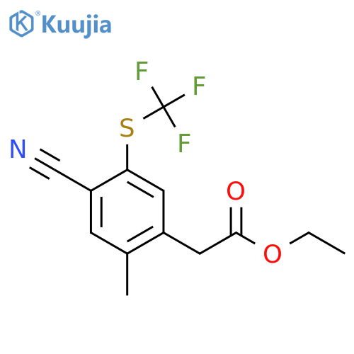 Ethyl 4-cyano-2-methyl-5-(trifluoromethylthio)phenylacetate structure