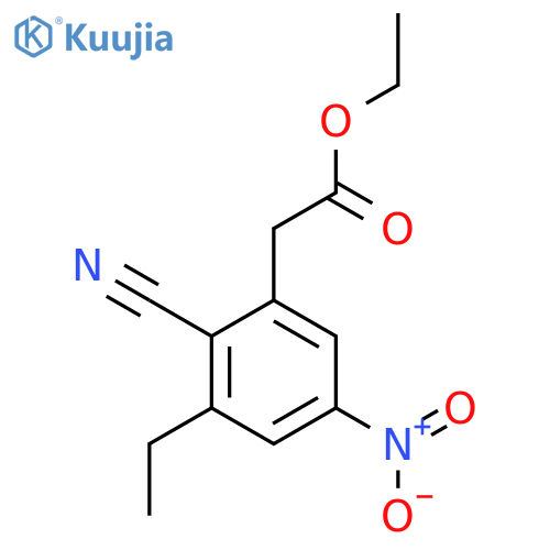 Ethyl 2-cyano-3-ethyl-5-nitrophenylacetate structure