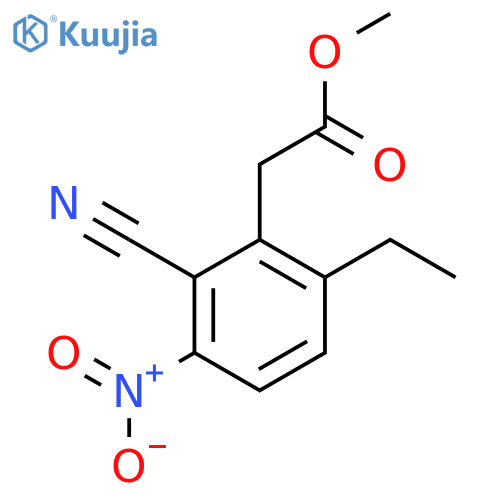 Methyl 2-cyano-6-ethyl-3-nitrophenylacetate structure