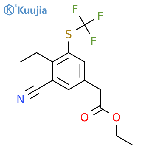 Ethyl 3-cyano-4-ethyl-5-(trifluoromethylthio)phenylacetate structure