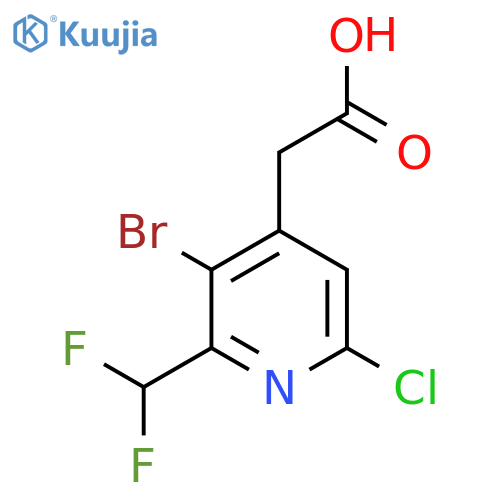 3-Bromo-6-chloro-2-(difluoromethyl)pyridine-4-acetic acid structure
