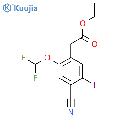 Ethyl 4-cyano-2-difluoromethoxy-5-iodophenylacetate structure