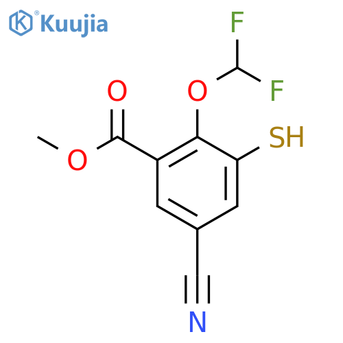 Methyl 5-cyano-2-difluoromethoxy-3-mercaptobenzoate structure