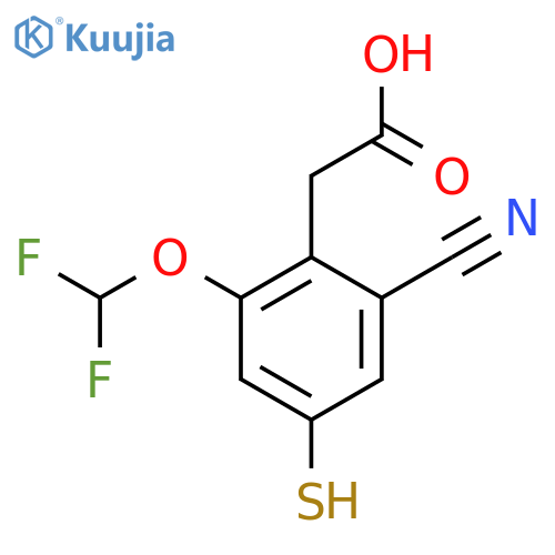 2-Cyano-6-difluoromethoxy-4-mercaptophenylacetic acid structure