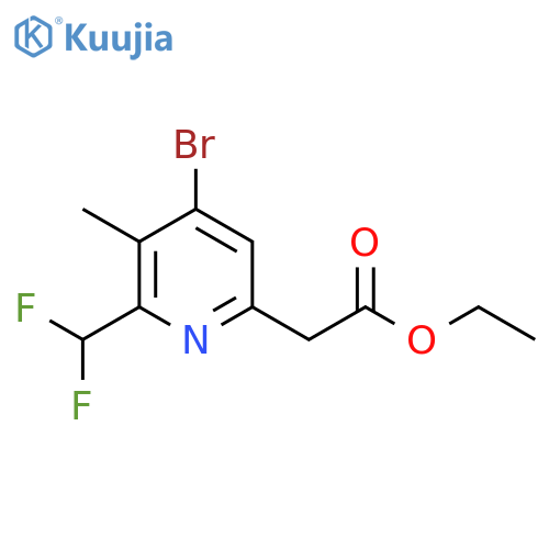 Ethyl 4-bromo-2-(difluoromethyl)-3-methylpyridine-6-acetate structure