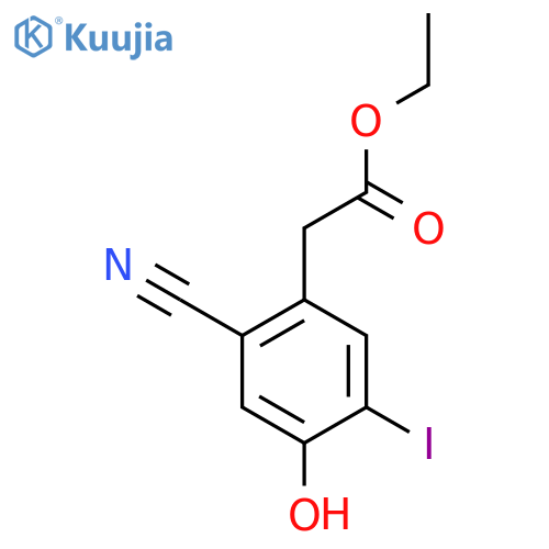 Ethyl 2-cyano-4-hydroxy-5-iodophenylacetate structure