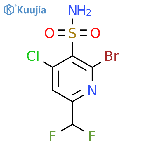 2-Bromo-4-chloro-6-(difluoromethyl)pyridine-3-sulfonamide structure