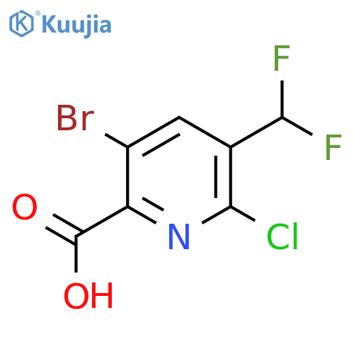 5-Bromo-2-chloro-3-(difluoromethyl)pyridine-6-carboxylic acid structure