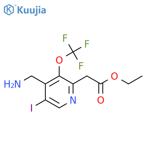 Ethyl 4-(aminomethyl)-5-iodo-3-(trifluoromethoxy)pyridine-2-acetate structure