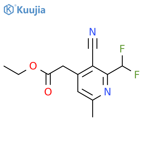Ethyl 3-cyano-2-(difluoromethyl)-6-methylpyridine-4-acetate structure