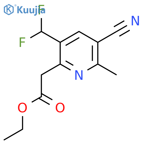 Ethyl 3-cyano-5-(difluoromethyl)-2-methylpyridine-6-acetate structure