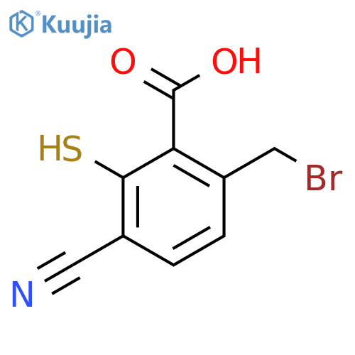 6-Bromomethyl-3-cyano-2-mercaptobenzoic acid structure