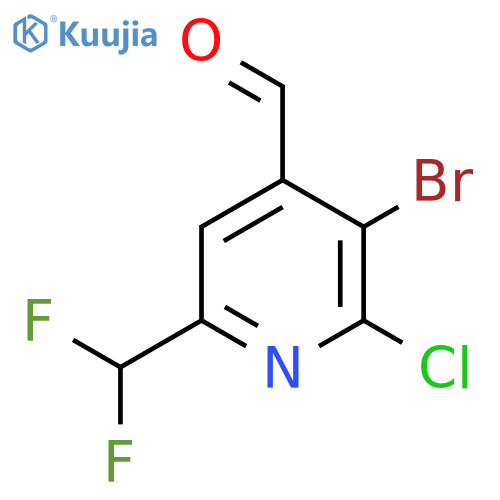 3-Bromo-2-chloro-6-(difluoromethyl)pyridine-4-carboxaldehyde structure