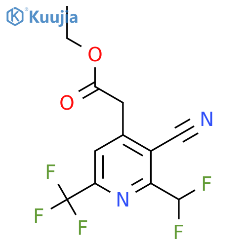 Ethyl 3-cyano-2-(difluoromethyl)-6-(trifluoromethyl)pyridine-4-acetate structure