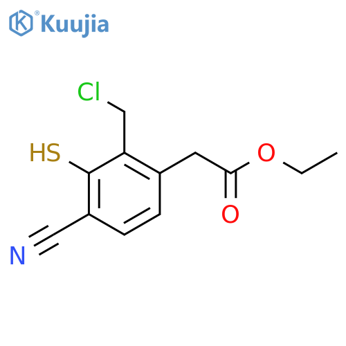 Ethyl 2-chloromethyl-4-cyano-3-mercaptophenylacetate structure