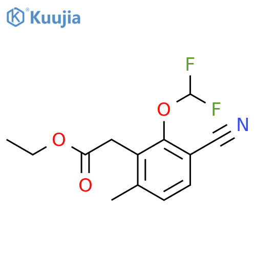 Ethyl 3-cyano-2-difluoromethoxy-6-methylphenylacetate structure
