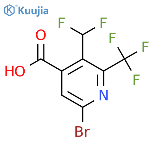 6-Bromo-3-(difluoromethyl)-2-(trifluoromethyl)pyridine-4-carboxylic acid structure