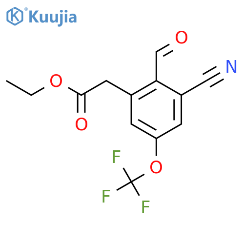 Ethyl 3-cyano-2-formyl-5-(trifluoromethoxy)phenylacetate structure