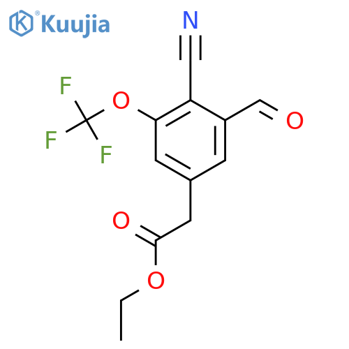 Ethyl 4-cyano-3-formyl-5-(trifluoromethoxy)phenylacetate structure
