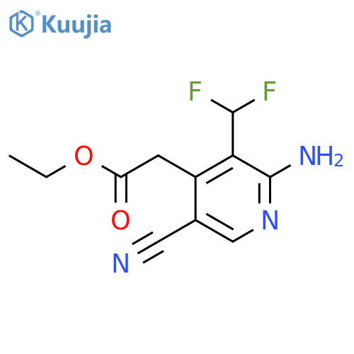 Ethyl 2-amino-5-cyano-3-(difluoromethyl)pyridine-4-acetate structure