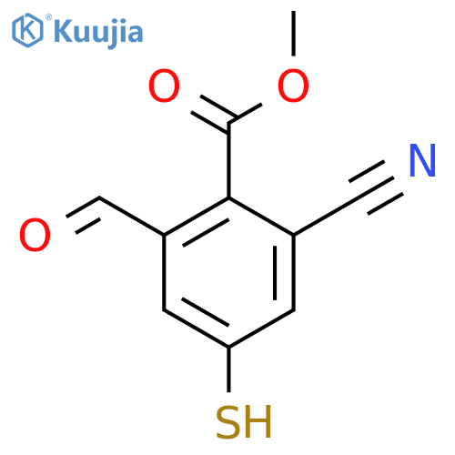 Methyl 2-cyano-6-formyl-4-mercaptobenzoate structure