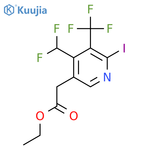 Ethyl 4-(difluoromethyl)-2-iodo-3-(trifluoromethyl)pyridine-5-acetate structure