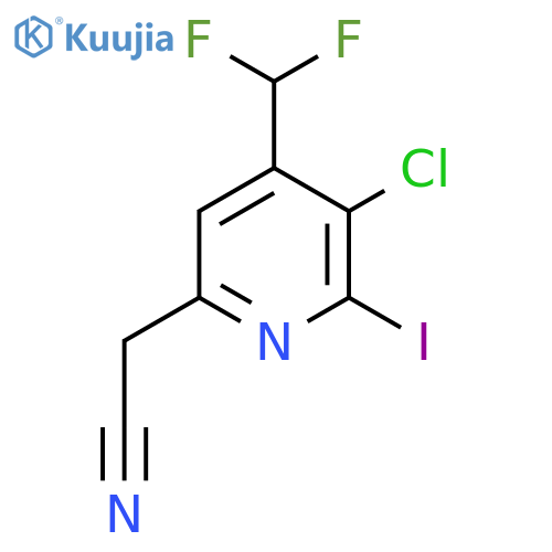 3-Chloro-4-(difluoromethyl)-2-iodopyridine-6-acetonitrile structure