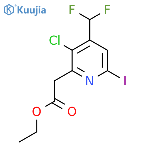Ethyl 3-chloro-4-(difluoromethyl)-6-iodopyridine-2-acetate structure