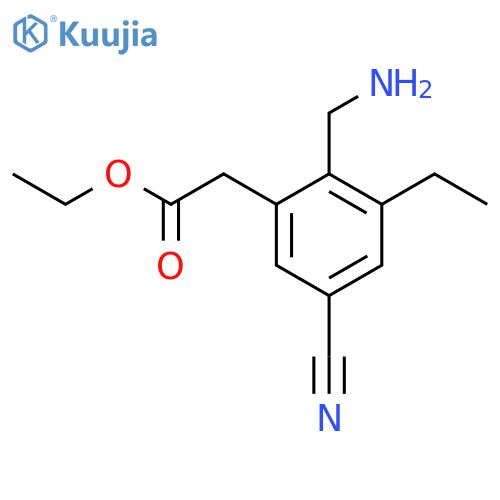 Ethyl 2-aminomethyl-5-cyano-3-ethylphenylacetate structure