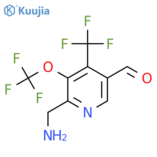 2-(Aminomethyl)-3-(trifluoromethoxy)-4-(trifluoromethyl)pyridine-5-carboxaldehyde structure