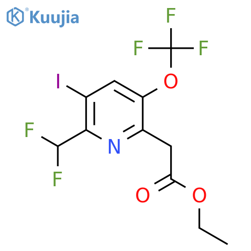Ethyl 2-(difluoromethyl)-3-iodo-5-(trifluoromethoxy)pyridine-6-acetate structure
