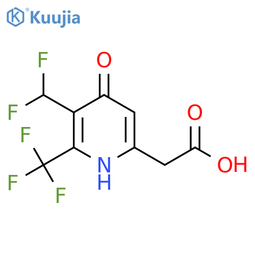 3-(Difluoromethyl)-4-hydroxy-2-(trifluoromethyl)pyridine-6-acetic acid structure