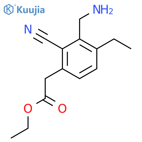 Ethyl 3-aminomethyl-2-cyano-4-ethylphenylacetate structure