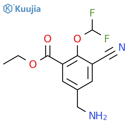 Ethyl 5-aminomethyl-3-cyano-2-(difluoromethoxy)benzoate structure