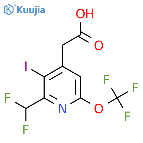 2-(Difluoromethyl)-3-iodo-6-(trifluoromethoxy)pyridine-4-acetic acid structure