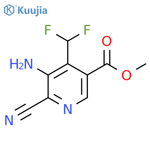 Methyl 3-amino-2-cyano-4-(difluoromethyl)pyridine-5-carboxylate structure