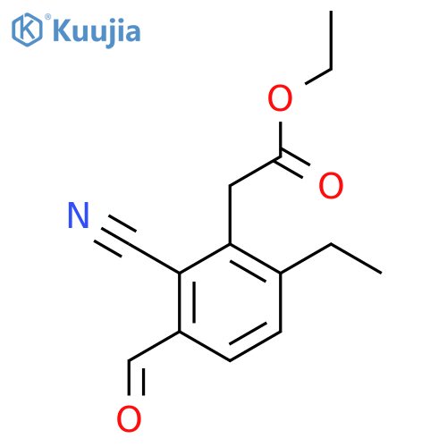 Ethyl 2-cyano-6-ethyl-3-formylphenylacetate structure