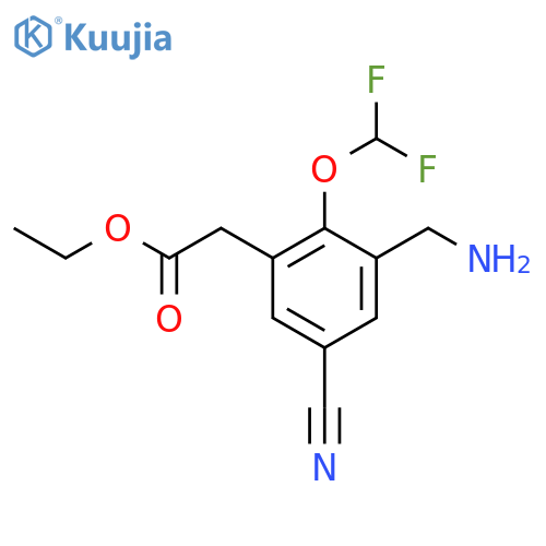 Ethyl 3-aminomethyl-5-cyano-2-(difluoromethoxy)phenylacetate structure