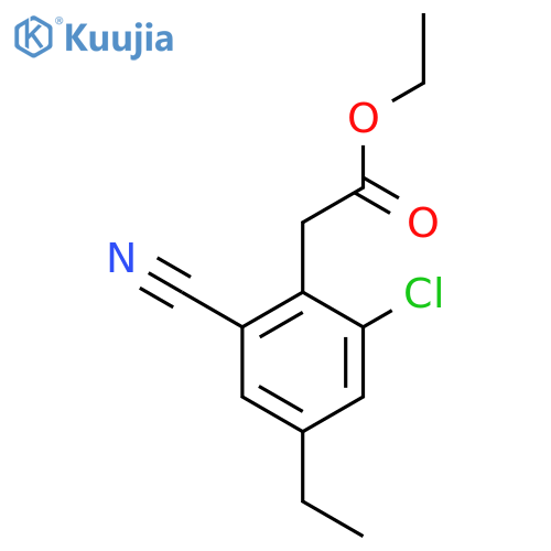 Ethyl 2-chloro-6-cyano-4-ethylphenylacetate structure