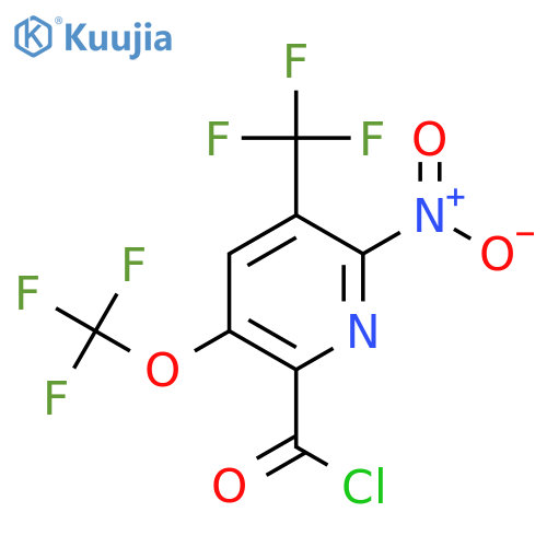 2-Nitro-5-(trifluoromethoxy)-3-(trifluoromethyl)pyridine-6-carbonyl chloride structure